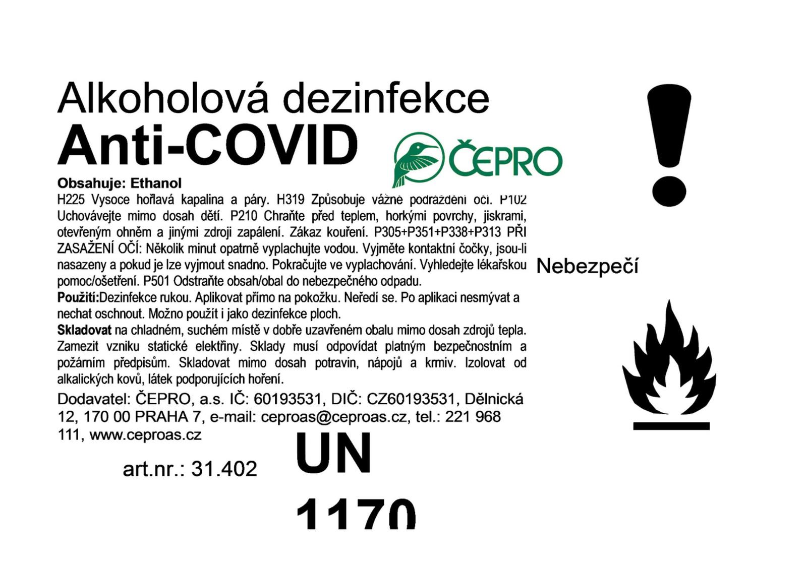 Leták dezinfekce ANTI-COVID + informace
